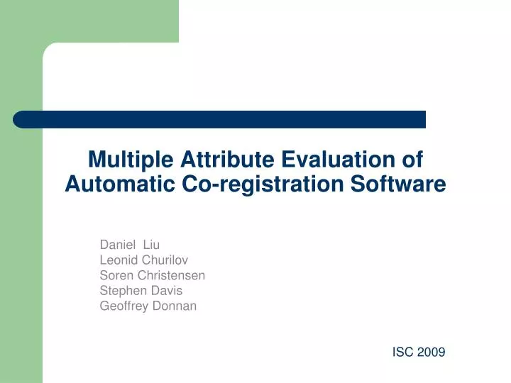 multiple attribute evaluation of automatic co registration software