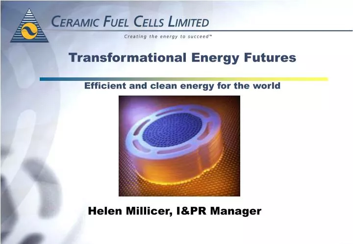 transformational energy futures efficient and clean energy for the world