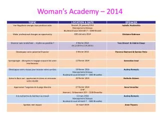 Woman’s Academy – 2014