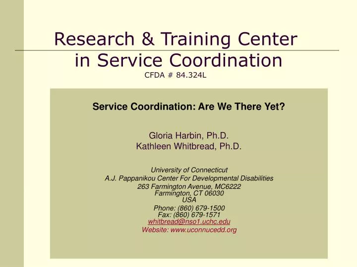 research training center in service coordination cfda 84 324l