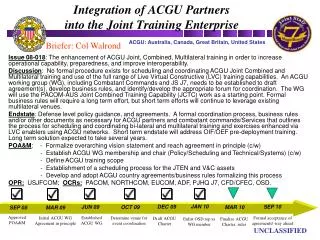 Integration of ACGU Partners into the Joint Training Enterprise
