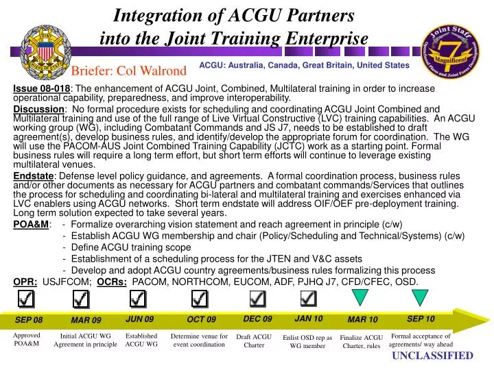 integration of acgu partners into the joint training enterprise