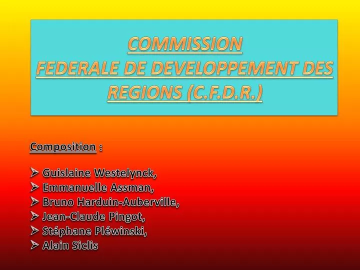 commission federale de developpement des regions c f d r