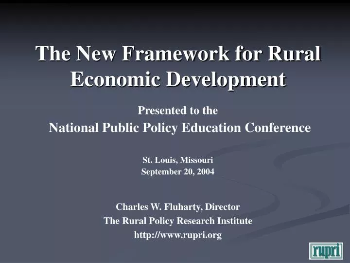 charles w fluharty director the rural policy research institute http www rupri org