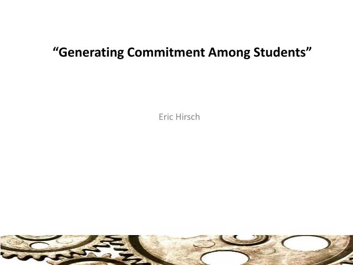 generating commitment among students