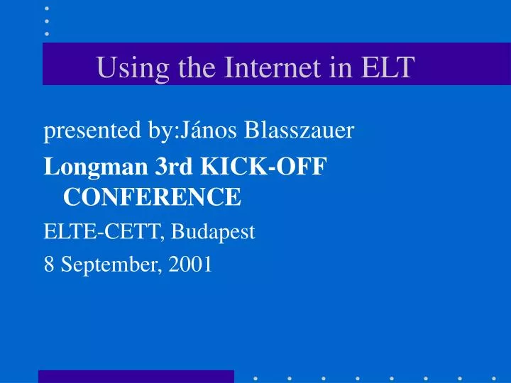 using the internet in elt