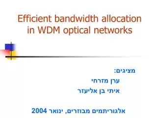Efficient bandwidth allocation in WDM optical networks