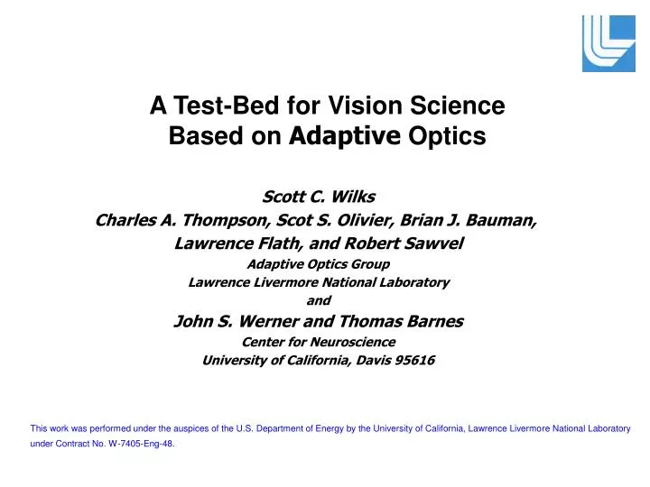 a test bed for vision science based on adaptive optics