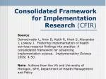 Consolidated Framework for Implementation Research (CFIR)