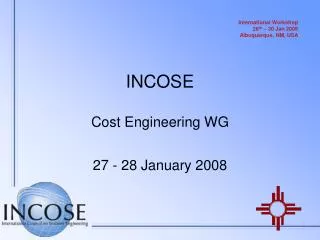 INCOSE Cost Engineering WG