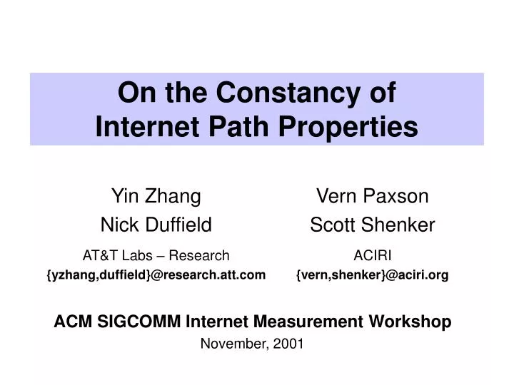 on the constancy of internet path properties