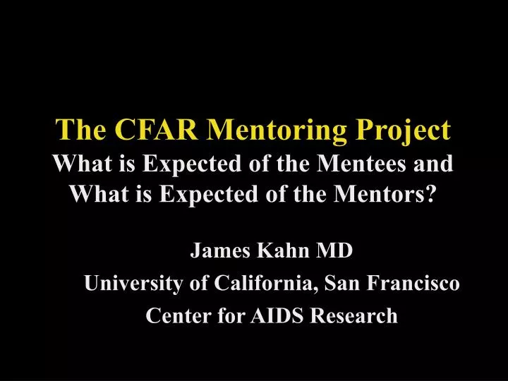 the cfar mentoring project what is expected of the mentees and what is expected of the mentors