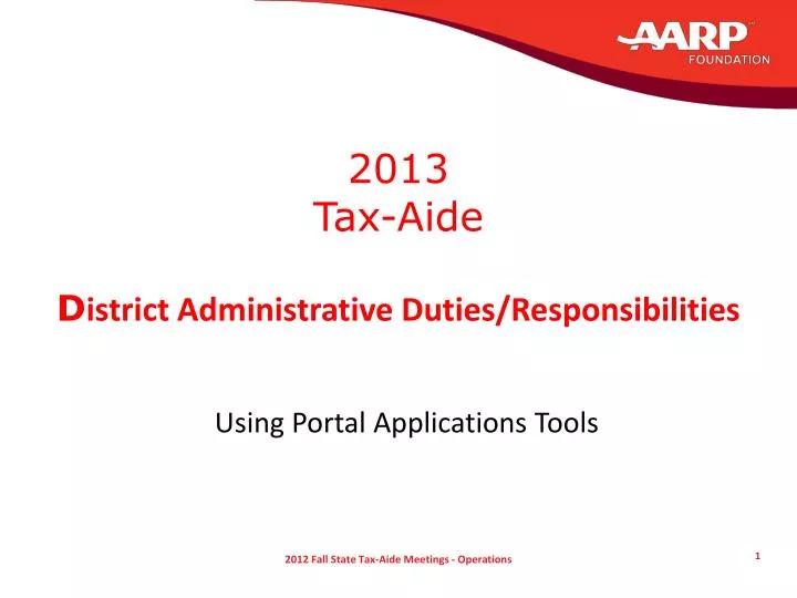 2013 tax aide d istrict administrative duties responsibilities