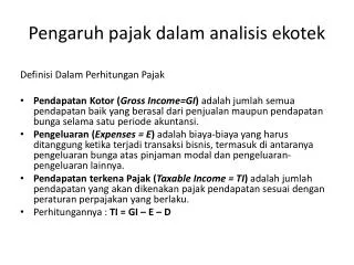 pengaruh pajak dalam analisis ekotek