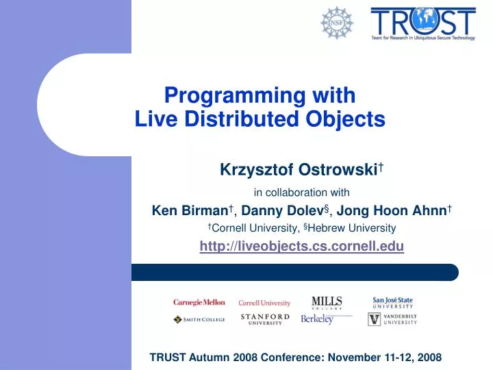 programming with live distributed objects