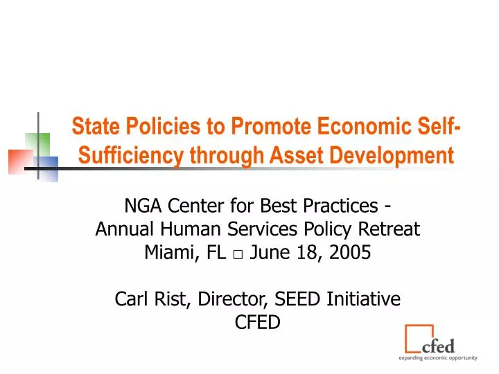 state policies to promote economic self sufficiency through asset development