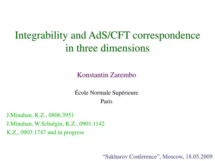 integrability and ads cft correspondence in three dimensions