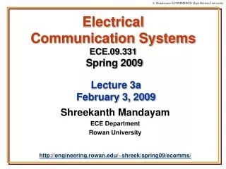 Electrical Communication Systems ECE.09.331 Spring 2009