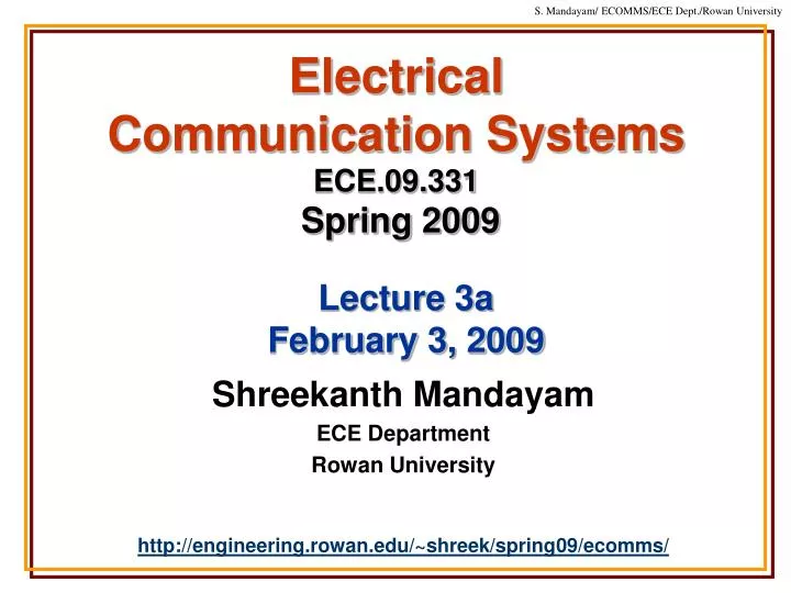 electrical communication systems ece 09 331 spring 2009