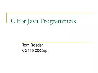 C For Java Programmers