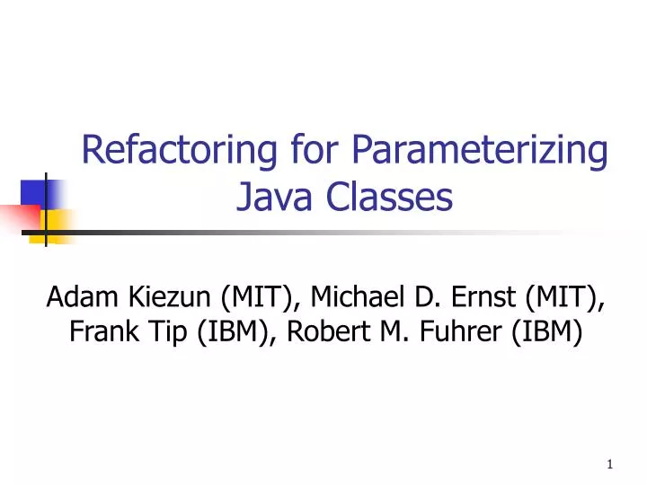 refactoring for parameterizing java classes