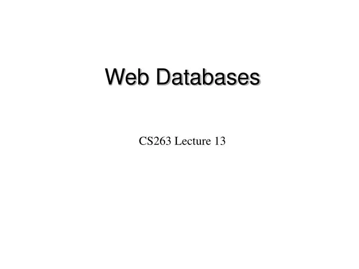 web databases