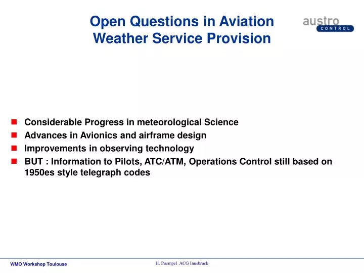 open questions in aviation weather service provision