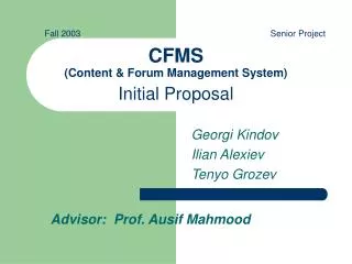 CFMS (Content &amp; Forum Management System) Initial Proposal
