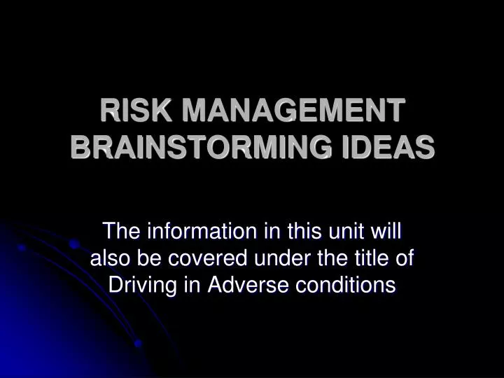risk management brainstorming ideas