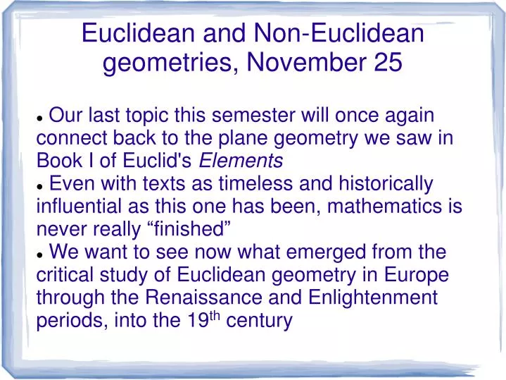 euclidean and non euclidean geometries november 25
