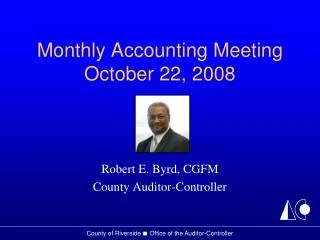 Monthly Accounting Meeting October 22, 2008
