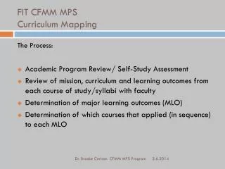 FIT CFMM MPS Curriculum Mapping