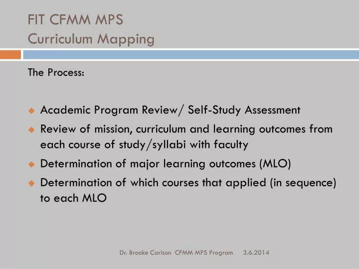 fit cfmm mps curriculum mapping