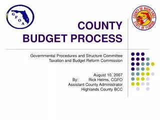 COUNTY BUDGET PROCESS