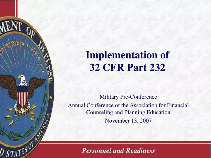 implementation of 32 cfr part 232