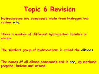 Topic 6 Revision