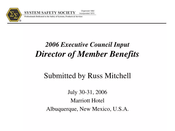 2006 executive council input director of member benefits