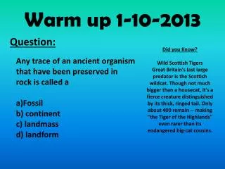 Warm up 1-10-2013