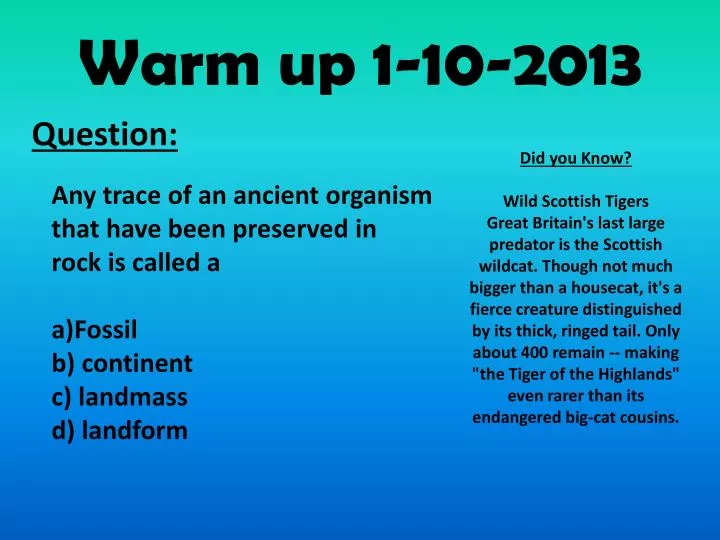 warm up 1 10 2013