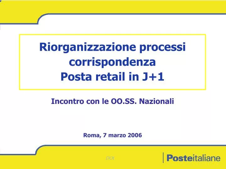 riorganizzazione processi corrispondenza posta retail in j 1