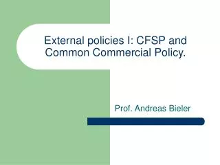 External policies I: CFSP and Common Commercial Policy.