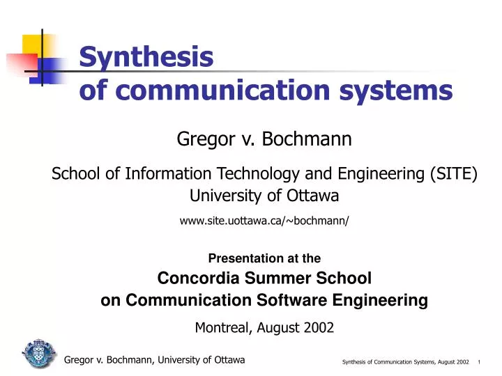 synthesis of communication systems