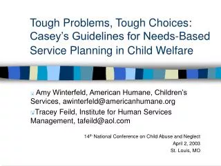 Amy Winterfeld, American Humane, Children’s Services, awinterfeld@americanhumane