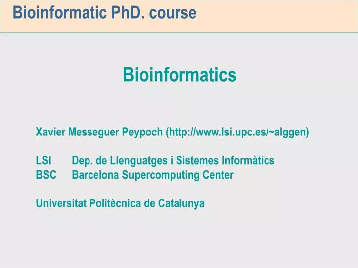 bioinformatic phd course