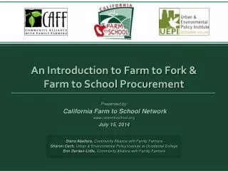 An Introduction to Farm to Fork &amp; Farm to School Procurement