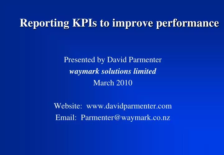 reporting kpis to improve performance