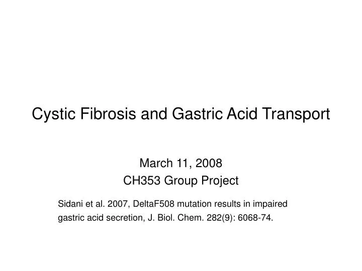 cystic fibrosis and gastric acid transport