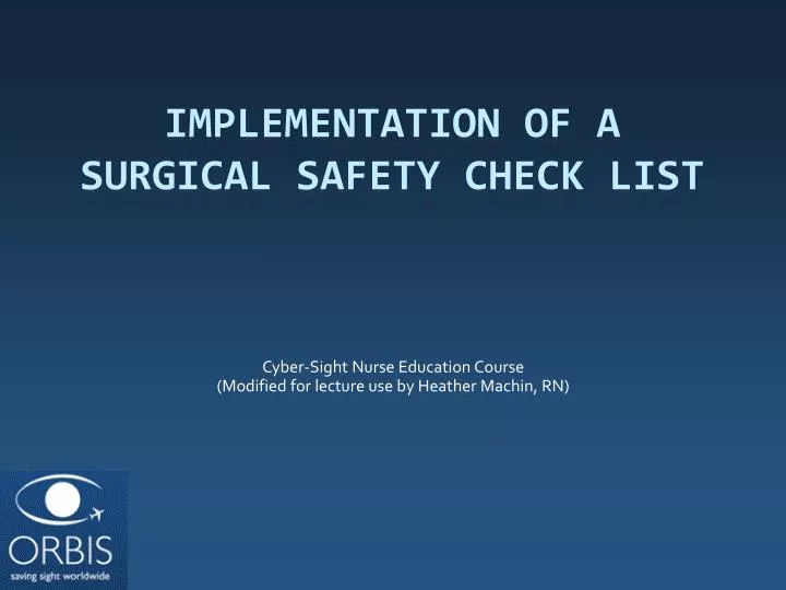 cyber sight nurse education course modified for lecture use by heather machin rn
