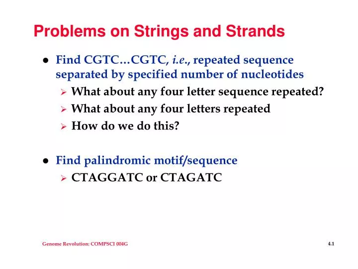 problems on strings and strands
