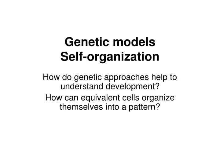genetic models self organization